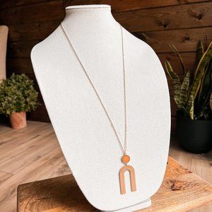 THE HARMONY ROUND WOOD U LINK NECKLACE BROWN